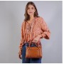 Borsa a mano in pelle con tracolla cognac e rosa The Bridge 04184601